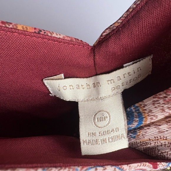 Jonathan Martin Colorful Paisley Ruffled Tiered Sundress With Coin Belt Tie 10P - Picture 13 of 13